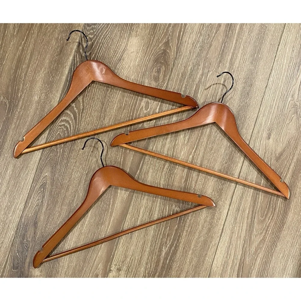 Vintage Lot 8 Wooden Suit Coat Hangers 6 Have Pants Bar Dowel